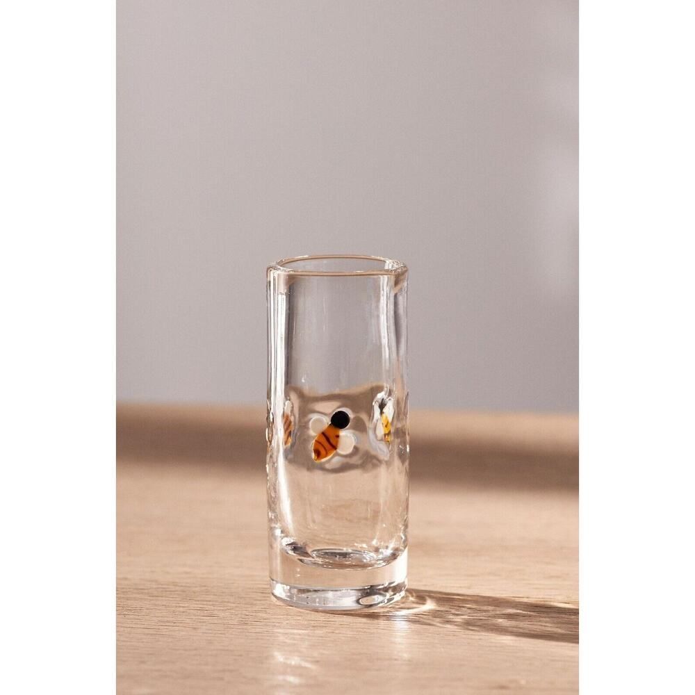 Anthropologie Icon Shot Glass Drinking Glasses Bumblebee Set of 2
